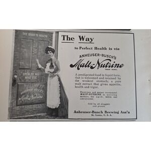 1904 Anheuser-Busch Malt-Nutrine Print Ad Nurse Door to Health St Louis MO